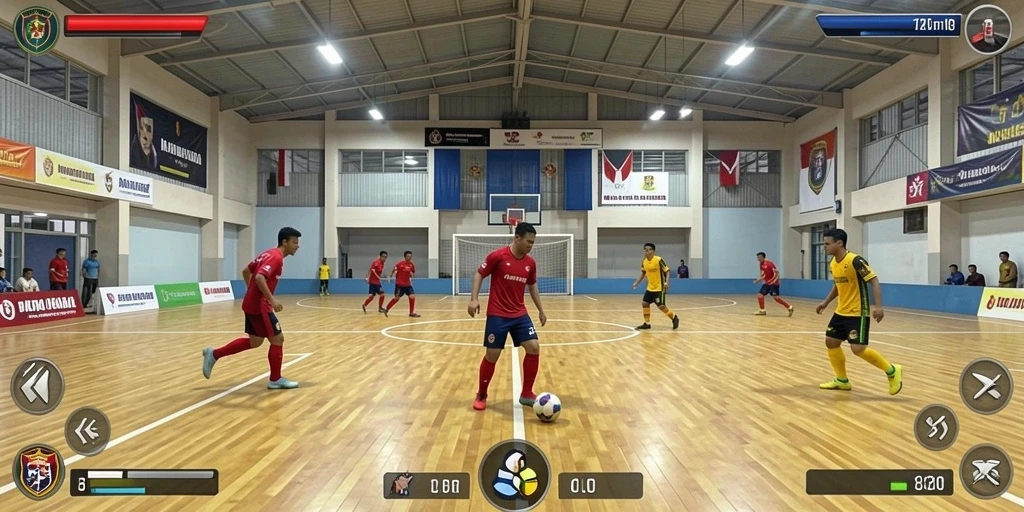 Lingkungan permainan yang indah dan detail.