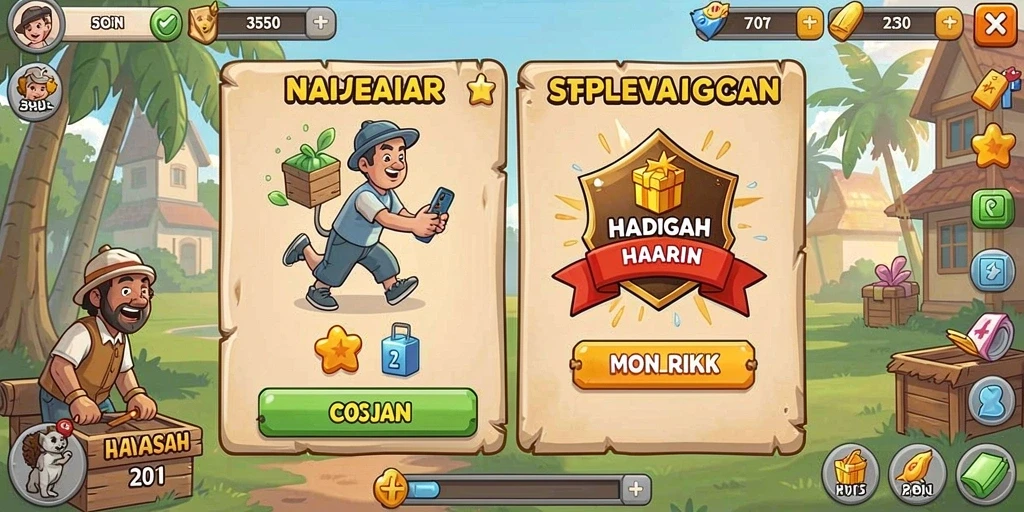 Tangkapan layar menampilkan dunia fantasi yang indah.